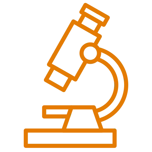 a orange outline of a microscope