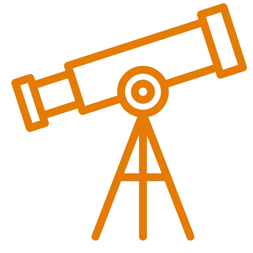 a orange outline of a telescope
